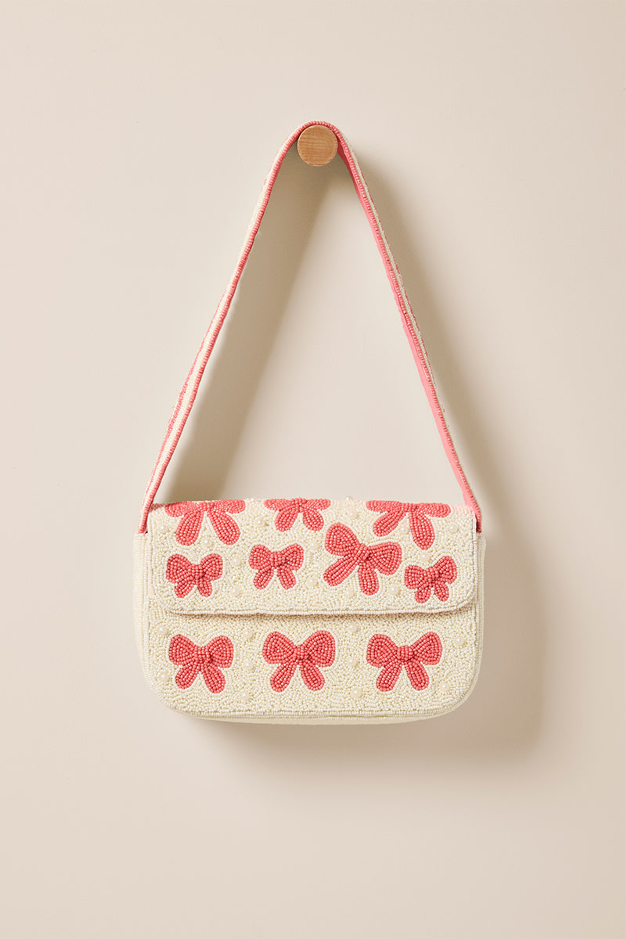 Eva Bow Beaded Shoulder Bag | Francesca's