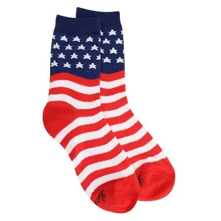 Red White & Blue Patriotic American Flag Womens Crew Socks | Walmart (US)