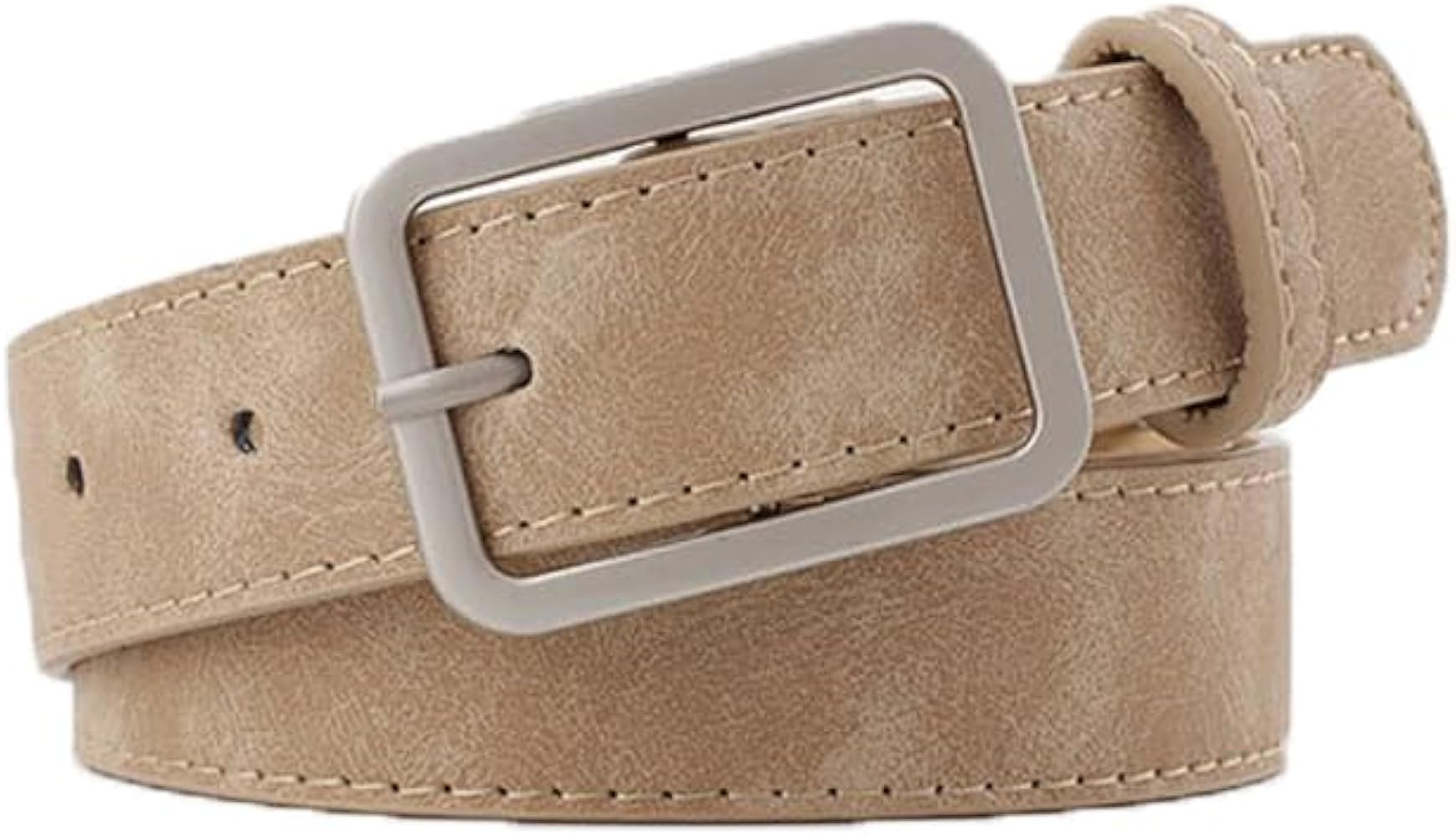 COTIM COYIN Women's Suede Leather Belts with Silver Buckle for Jeans, Pants, Dresses | Amazon (US)