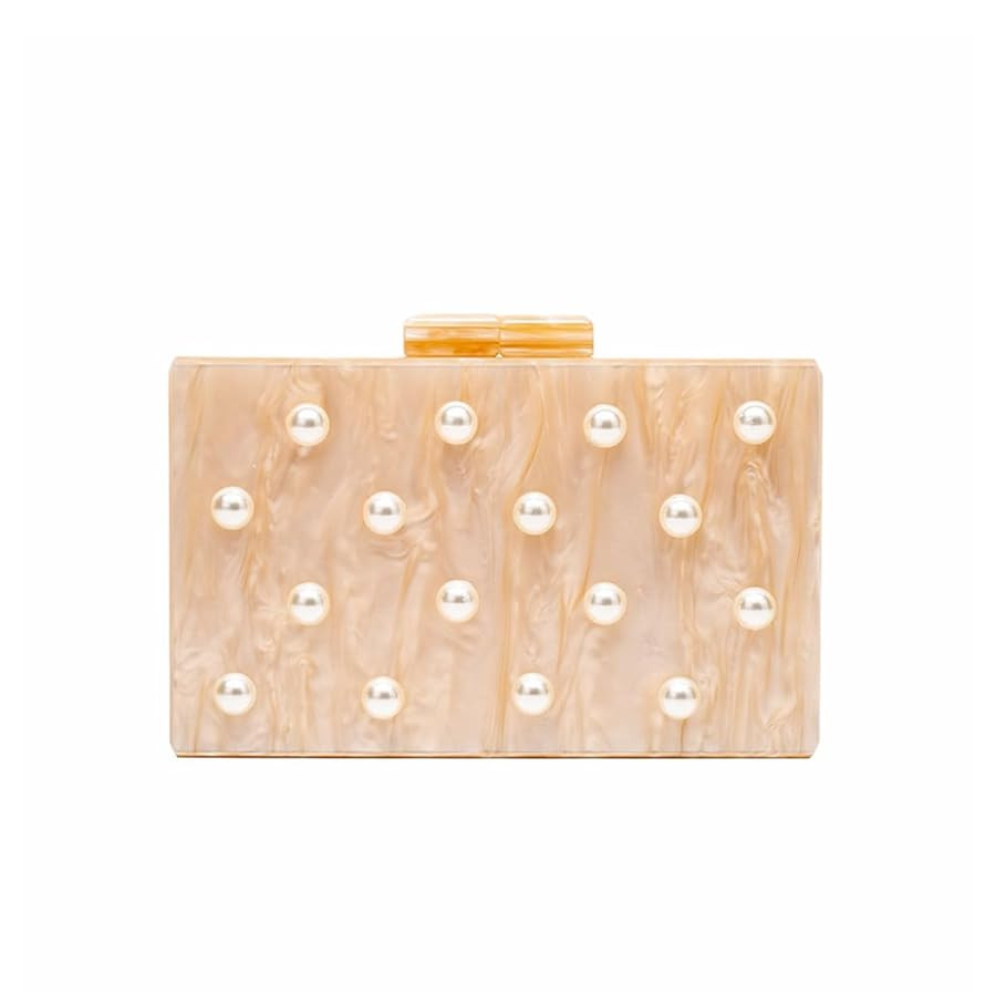 Stylish Acrylic Evening Bag Pearl Clutch Elegant Marble Acrylic Clutch Purses for Women Party Wed... | Amazon (US)