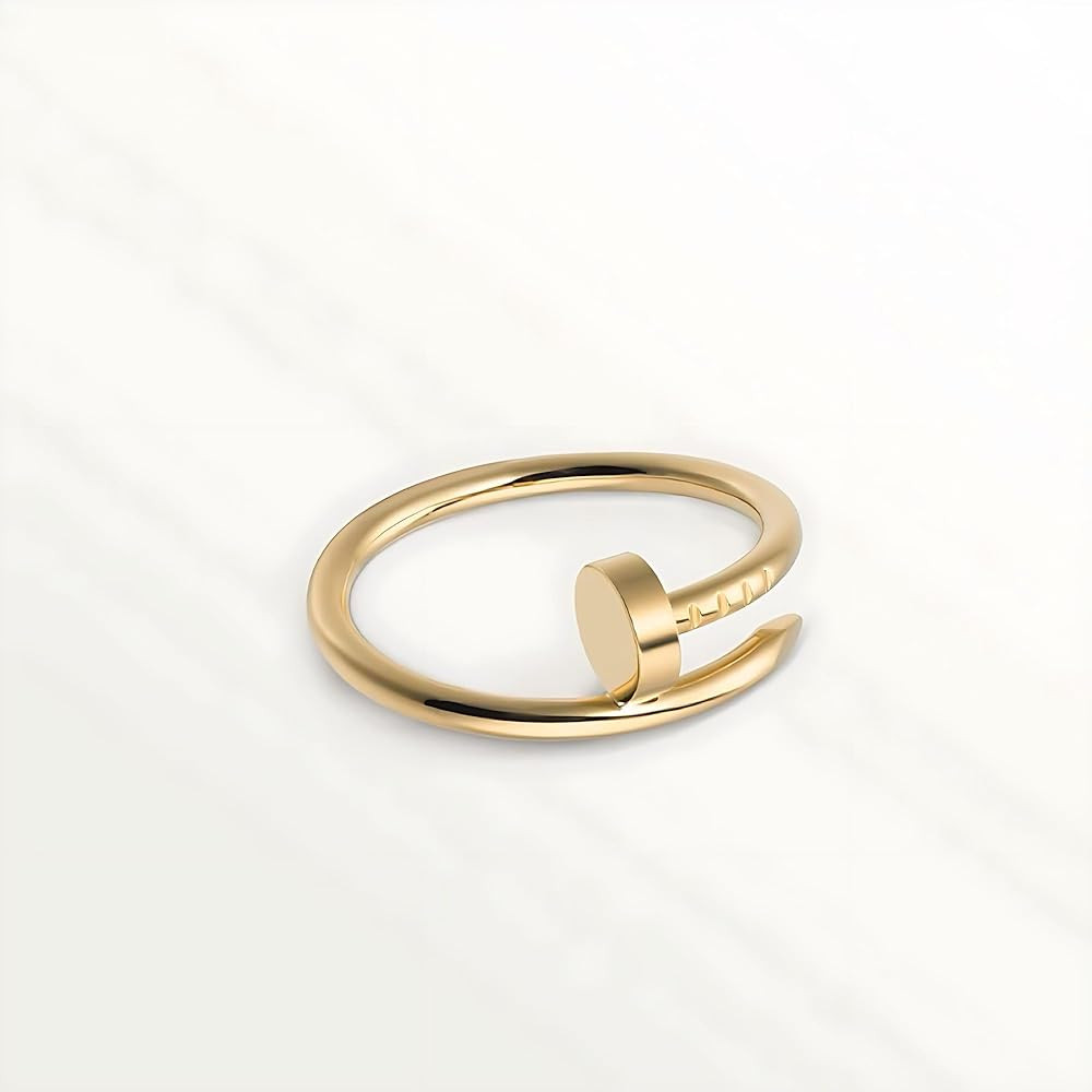 Women Gold Buckle Screw Ring Design Skinny Leather Stainless Steel Promise Ring Belt 18K Gold Silver Rose Birthday Jewelry Gifts for Women | Amazon (US)
