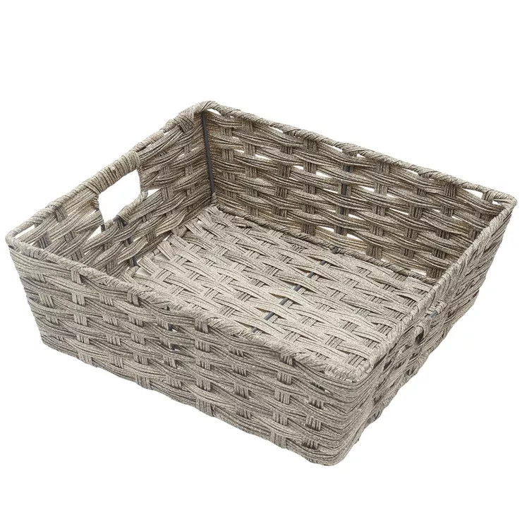 Home Basics Large Faux Rattan Basket with Cut-out Handles | Target