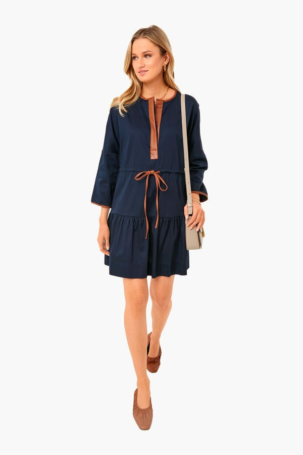 Navy with Leather Lucy Dress | Tuckernuck (US)