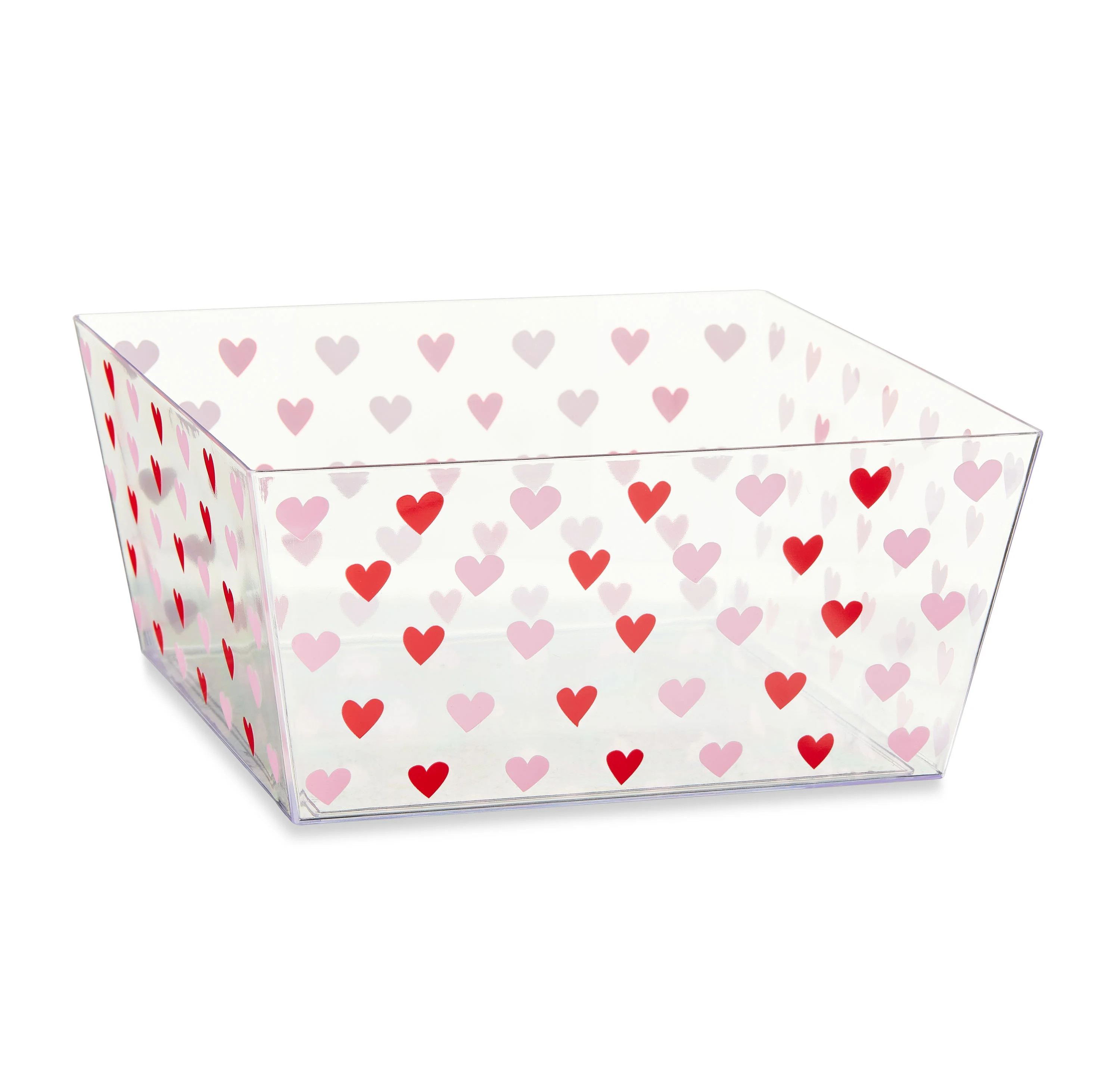 Valentine's Day Clear Heart Design Square Plastic Bowl by Way To Celebrate | Walmart (US)