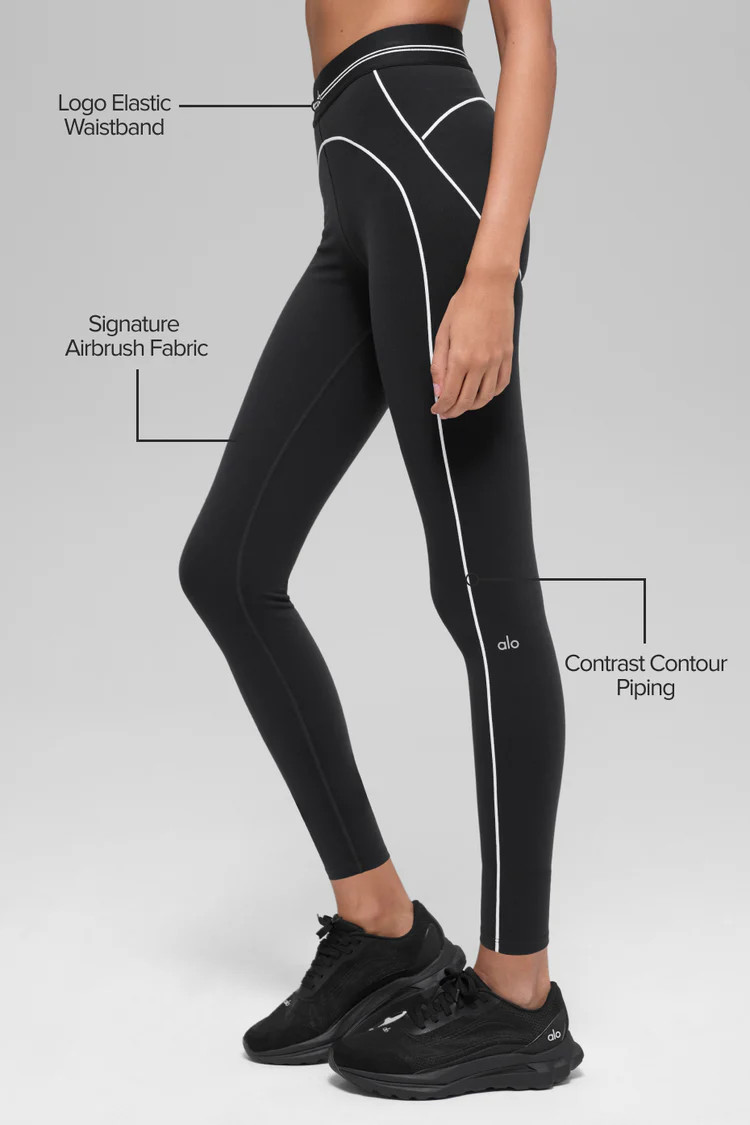 Airbrush High-Waist 7/8 Heart Throb Legging - Black/White | Alo Yoga (US)