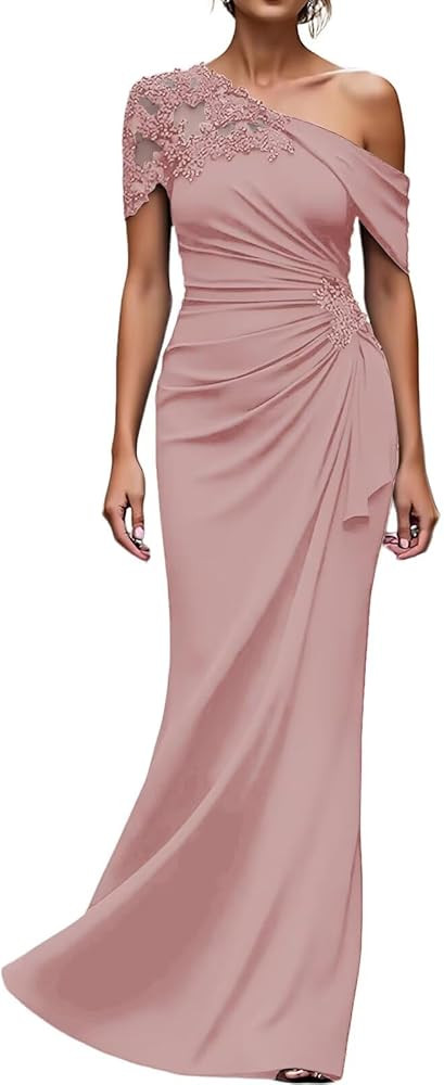 One Shoulder Mother of The Bride Dresses Long Evening Formal Dresses for Wedding Guest Groom Gown... | Amazon (US)