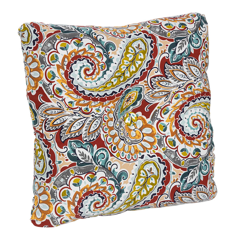 Paisley Chili Outdoor Tufted Back Cushion | At Home
