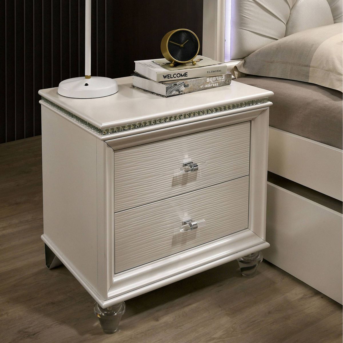 Fosset 2 Drawer Acrylic Legs Nightstand Pearl White - HOMES: Inside + Out | Target