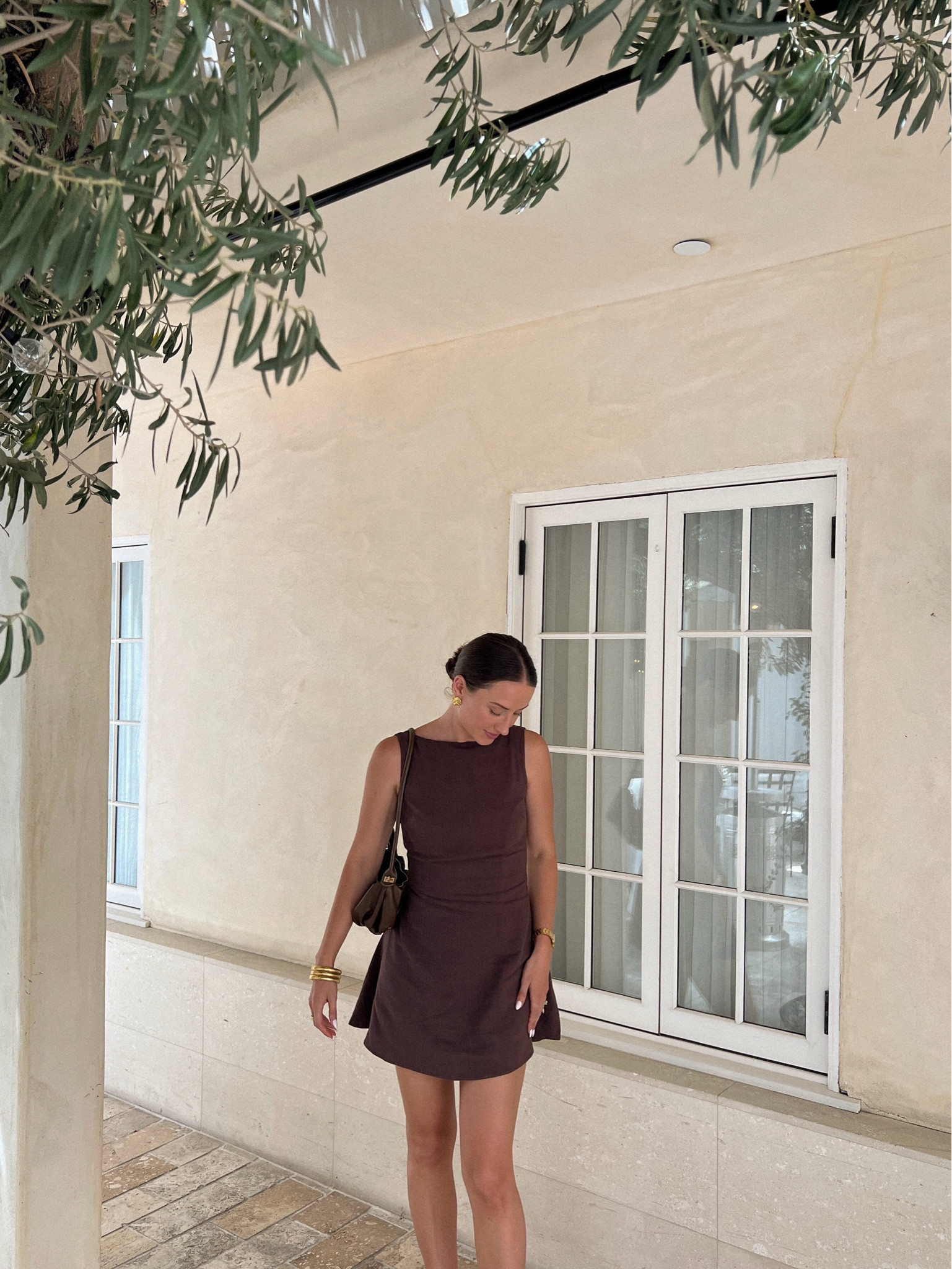 short brown dress outfit O'Neill Women's Sanders Mini Dress in Coconut Brown, Size Medium, Linen/Viscose