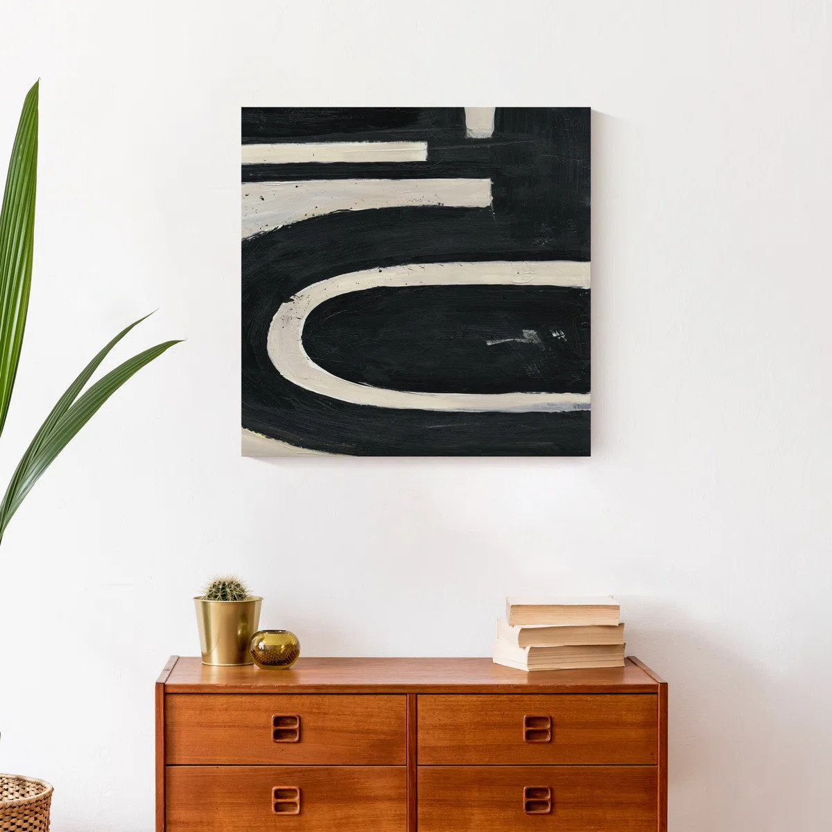 " Abstract Black And Tan Swoops " Painting Print | Wayfair North America
