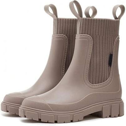 Waterproof Non-Slip Thick Sole Mid-Calf Boots 2024New Women's Soft Outsole Rain Boots, Outdoor Garden Chelsea Shoes | SHEIN
