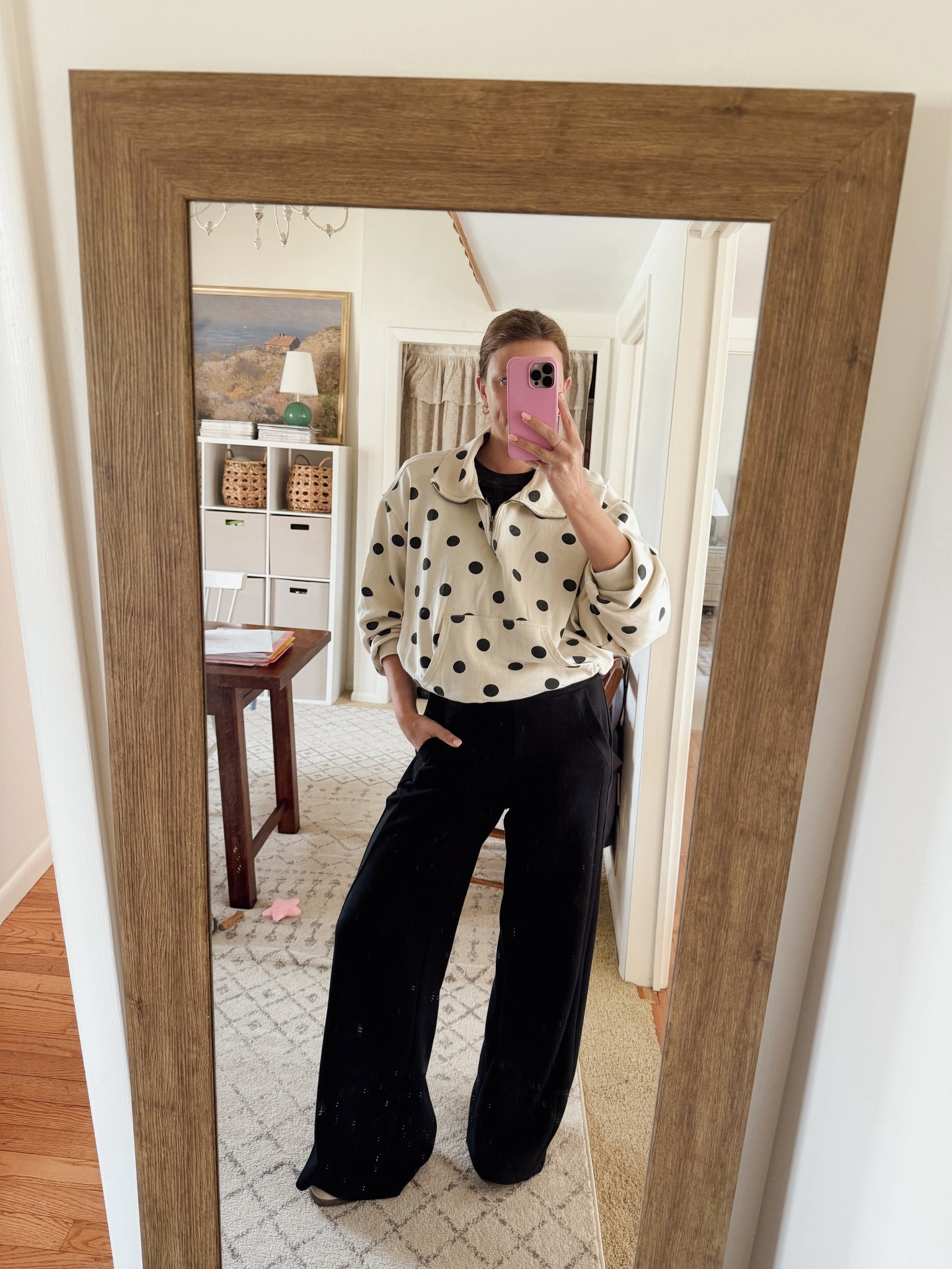 Polka dot top! Runs tts - pants are so
Comfy and are tts 

#LTKootd #LTKdayinmylife #LTKmomlife