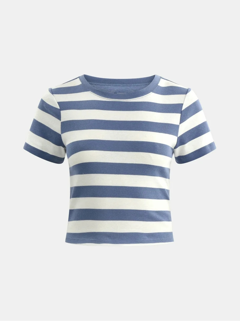 No Boundaries Cotton Crew Cropped Tee, Women's | Walmart (US)