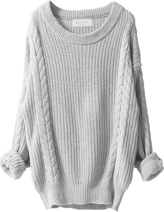 LINY XIN Women's Oversized 100% Merino Wool Fall Winter Warm Crewneck Long Sleeve Knit Cable Long... | Amazon (US)