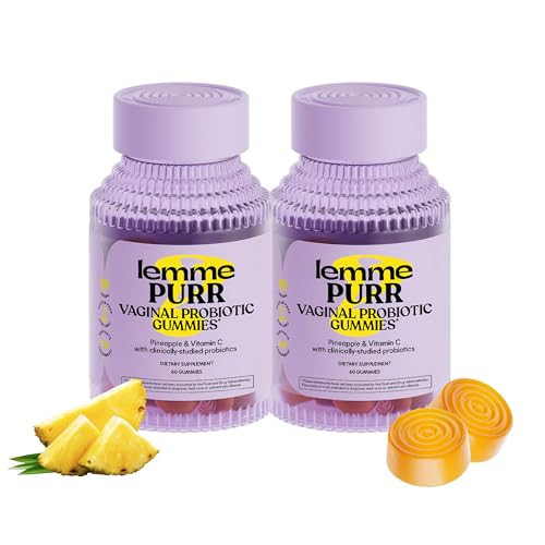 Lemme Purr Vaginal Probiotic Gummies for Women - Balanced pH, Healthy Odor, Yeast Balance & Flora Support + Vitamin C for Immune Health - Tasty Pineapple (60 Count) (Pack of 2) | Amazon (US)