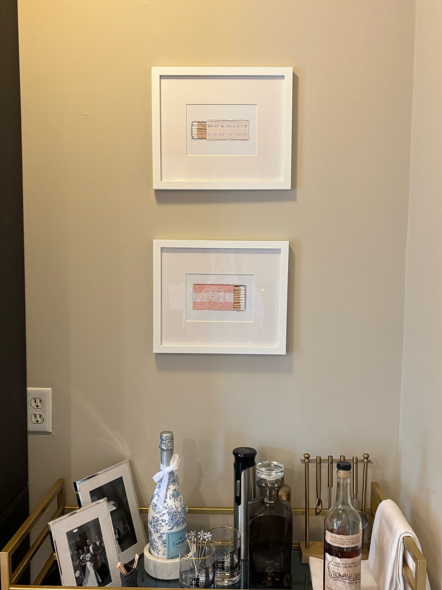 Bar Cart Necessities 🍾🥂🍸🐚😃🤍

Prints from: https://www.madisonobrien.com/prints