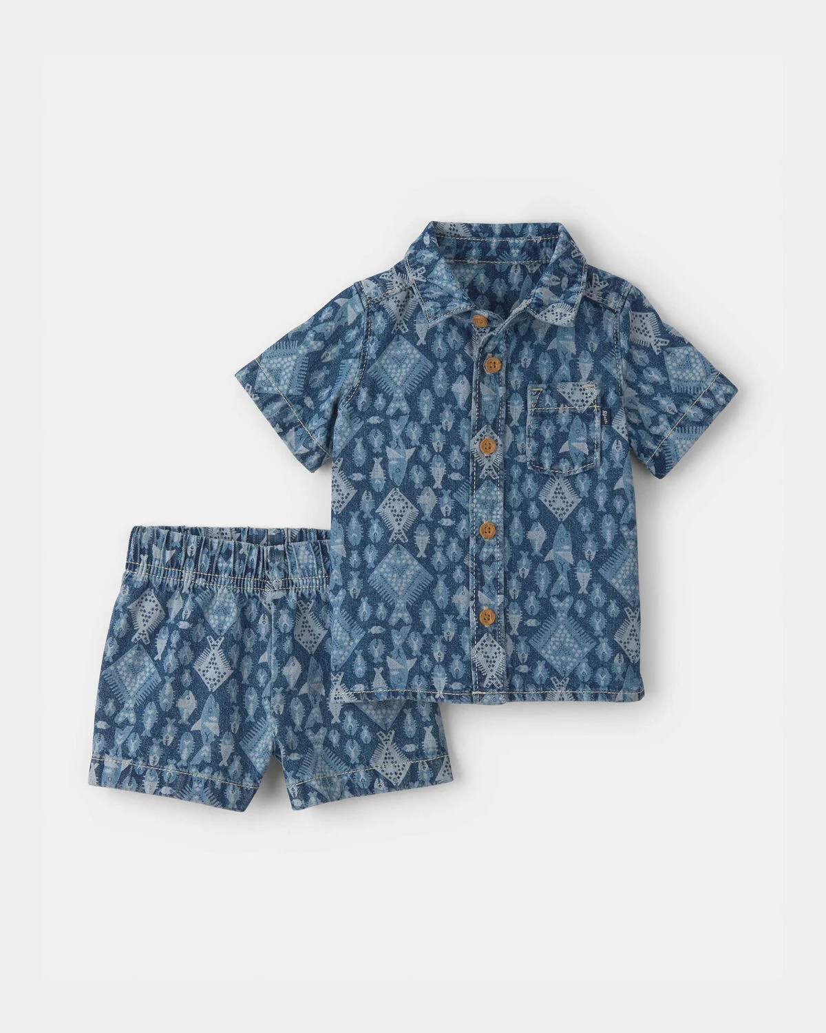 Baby Boy 2-Piece Button-Down Denim Top & Short Set - Medium Wash - OshKosh B'gosh | Carter's | Carter's Inc