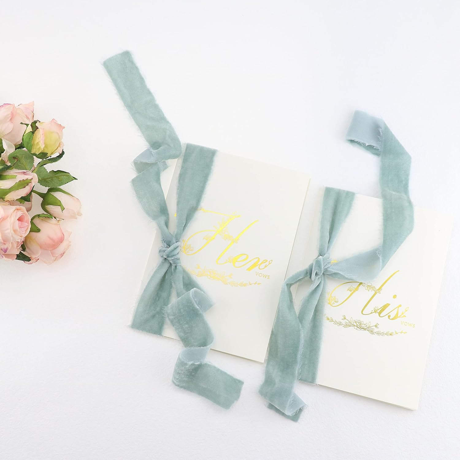 DINDOSAL Dusty Blue Silk Velvet Ribbon 1.5 Inch French Blue Frayed Edge Ribbon Blue Rustic Style ... | Amazon (US)