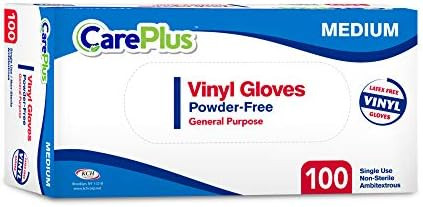 Disposable Vinyl Gloves Medium Size| Heavy Duty | Non Sterile | Powder Free | Latex Free Rubber | 10 | Amazon (US)