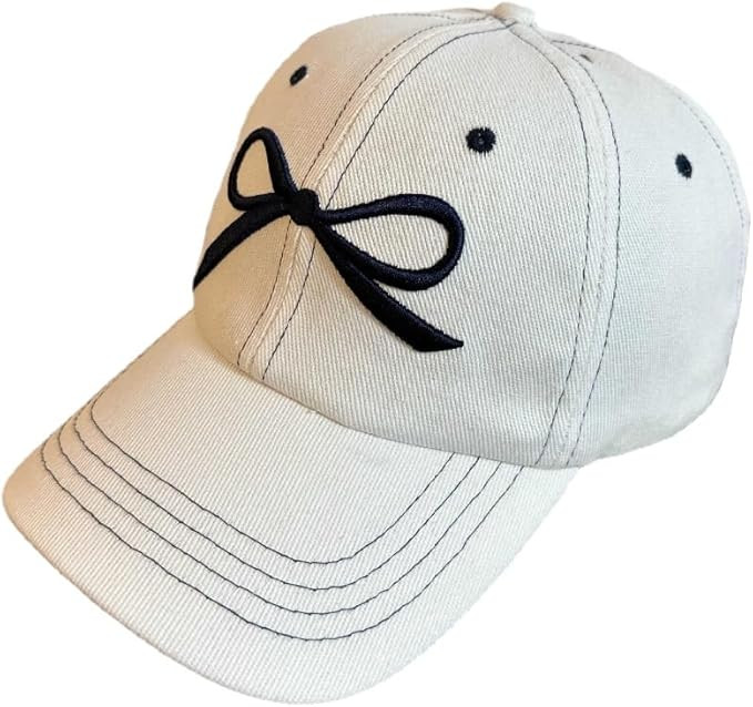 Color Blocking Design Fashionable Y2k Women's Bow Embroidered Baseball Hat Soft Cotton Cowboy Sun... | Amazon (US)