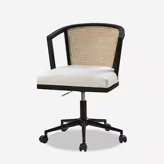 JAYDEN CREATION Geraldine Black Polyster Rattan Adjustment Height Swivel Task Chair for Bedroom S... | The Home Depot