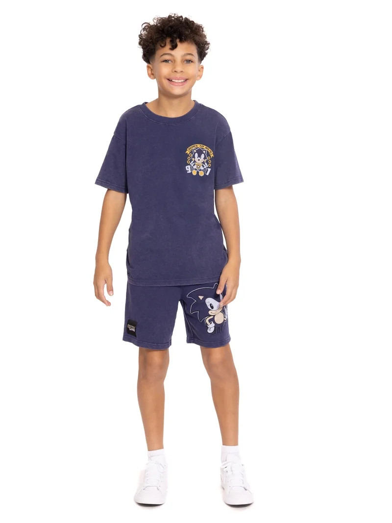 Sonic the Hedgehog Boys Short Sleeve Graphic Tee and Shorts Set, 2-Piece, Sizes 4-16 | Walmart (US)