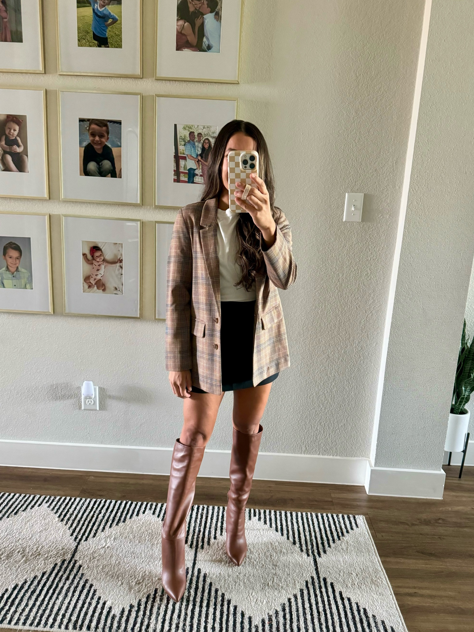 navy dress and brown boots Anna Cate Celia Dress