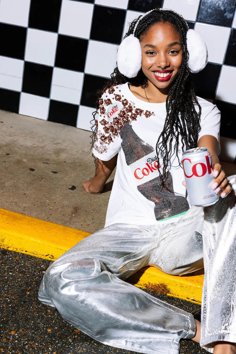 White Popping Diet Coke® Tee | Queen of Sparkles