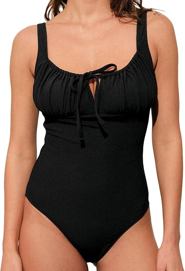 BERLOOK Womens Sexy Floral One-Piece Swimsuit Tie Slimming Bathing Suits Push Up Swimwear | Amazon (US)