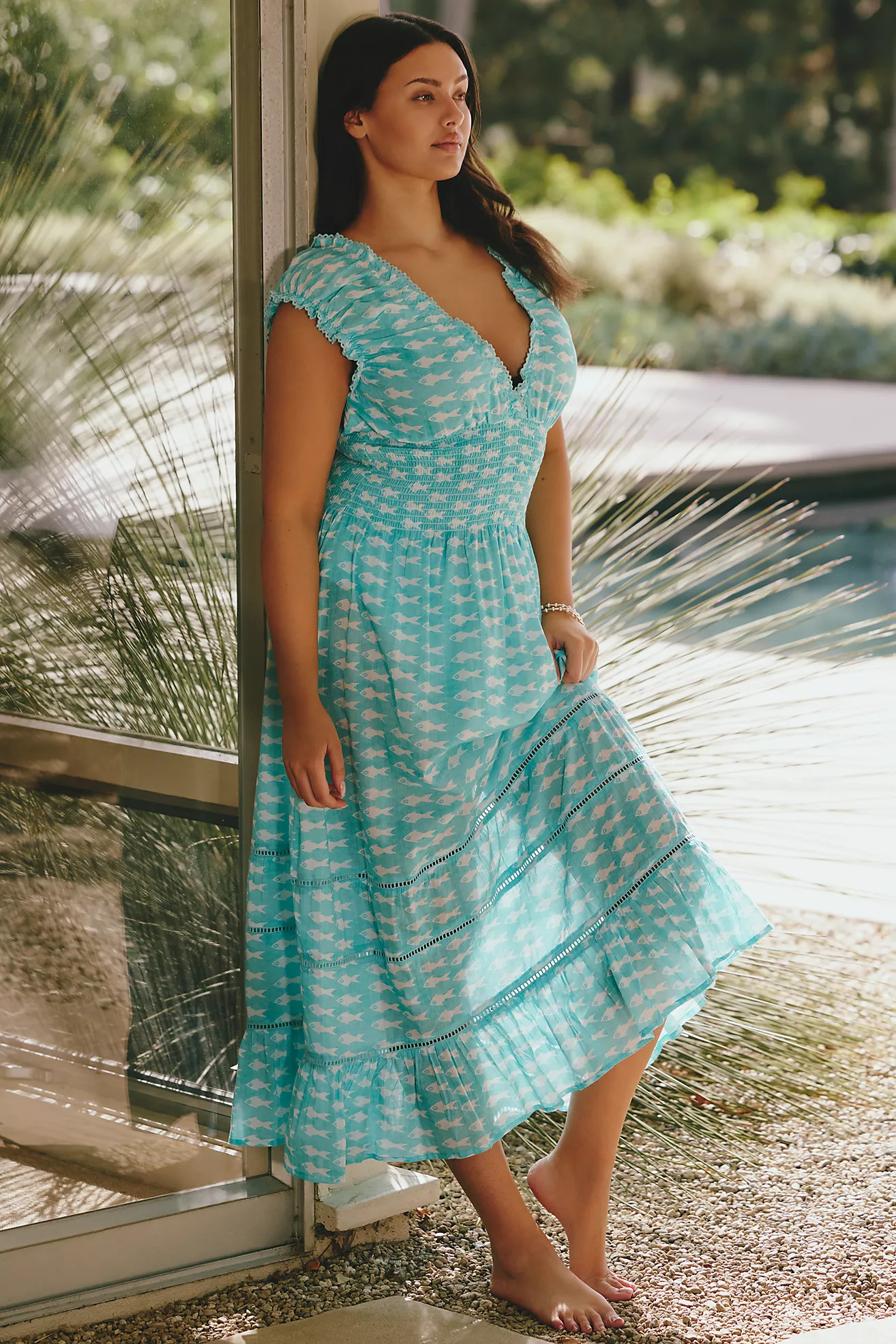 Ro's Garden Hilda V-Neck Tiered Maxi Dress | Anthropologie (US)