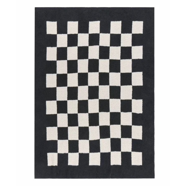 Tanner Check Reversible Throw Blanket, Black | Waiting On Martha