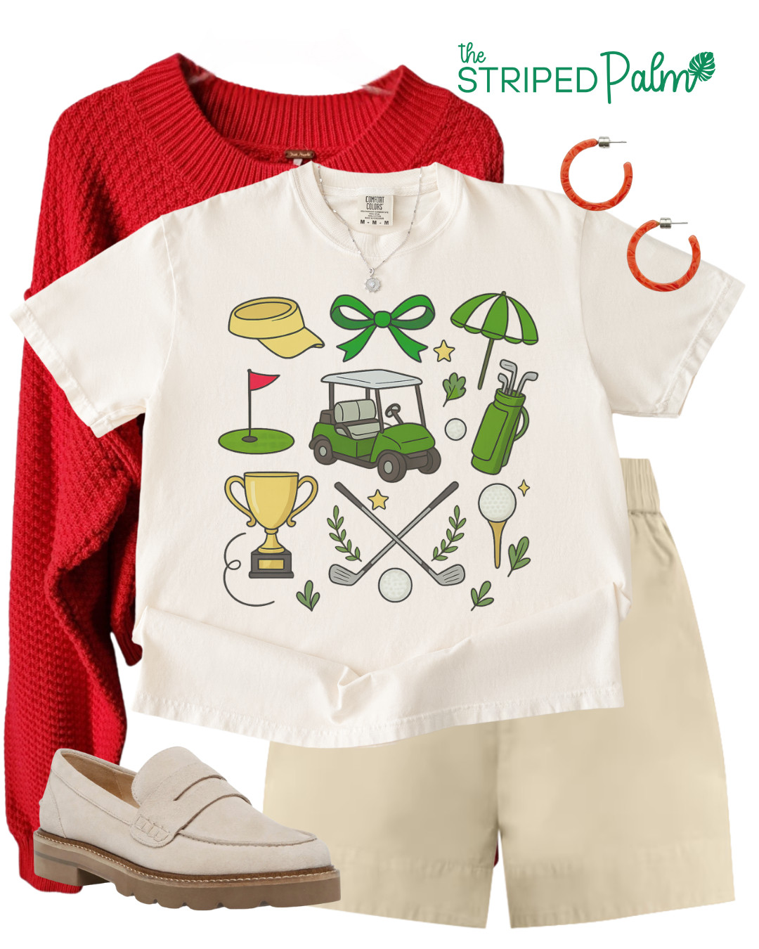 This preppy golf tee is a playful hole-in-one! With charming icons like a golf cart, clubs, and trophy in classic green and yellow tones, it’s perfect for sunny tee times, post-round lemonade, or just channeling country club chic. Comfy, cute, and totally par-fect for golf lovers with style. 🏌️💚 

 #LTKSummerEdit #LTKOver40 #LTKFindsUnder50
