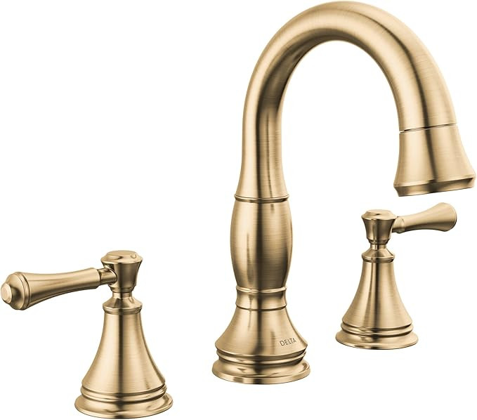Delta Faucet Cassidy Pull Down Bathroom Faucet, Bathroom Pull Out Faucet, Gold Widespread Bathroo... | Amazon (US)