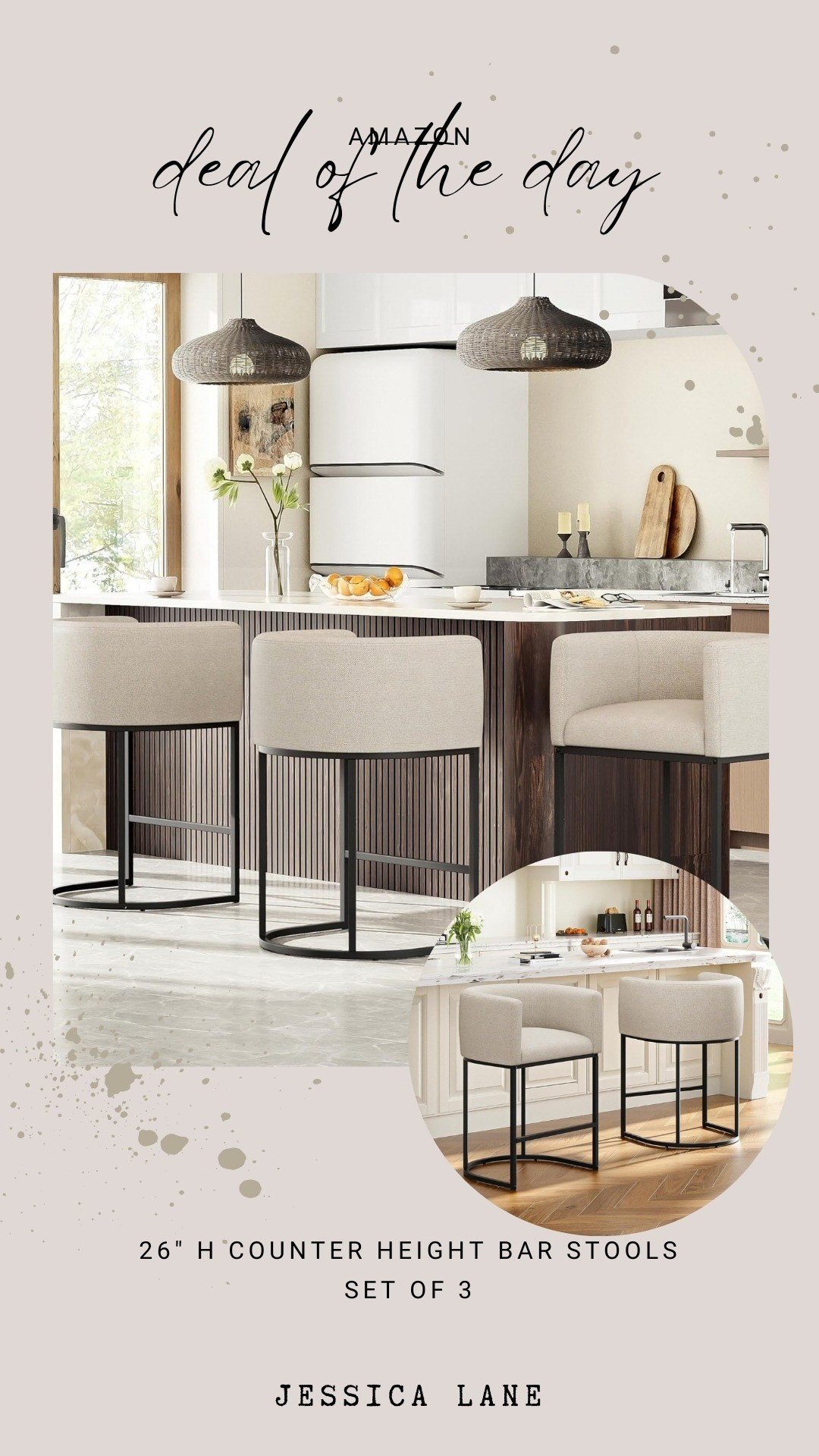 Upgrade your kitchen island with this set of three 26-inch barrel counter height stools. These chairs offer a stylish and comfortable seating solution for daily dining.#kitchenstools #homerefresh #furniture #interiordesign

#LTKSaleAlert #LTKHome #LTKSpringSale