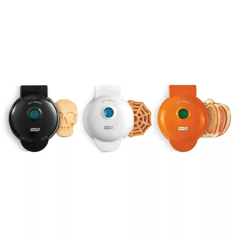 Dash Nonstick Mini 4" Waffle Maker Set (Pumpkin, Skull, Spider Web) | Walmart (US)