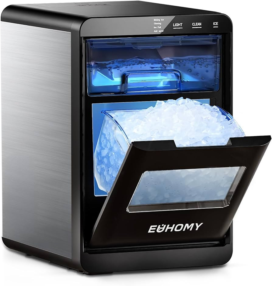 EUHOMY Nugget Ice Maker Countertop, 44Lbs/24H Pebble Ice Maker Machine, Self-Cleaning Pellet Ice ... | Amazon (US)