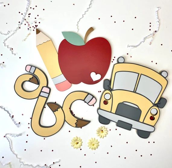 Back to School  Classroom Decor  Apple  Pencil  School Bus | Etsy | Etsy (US)