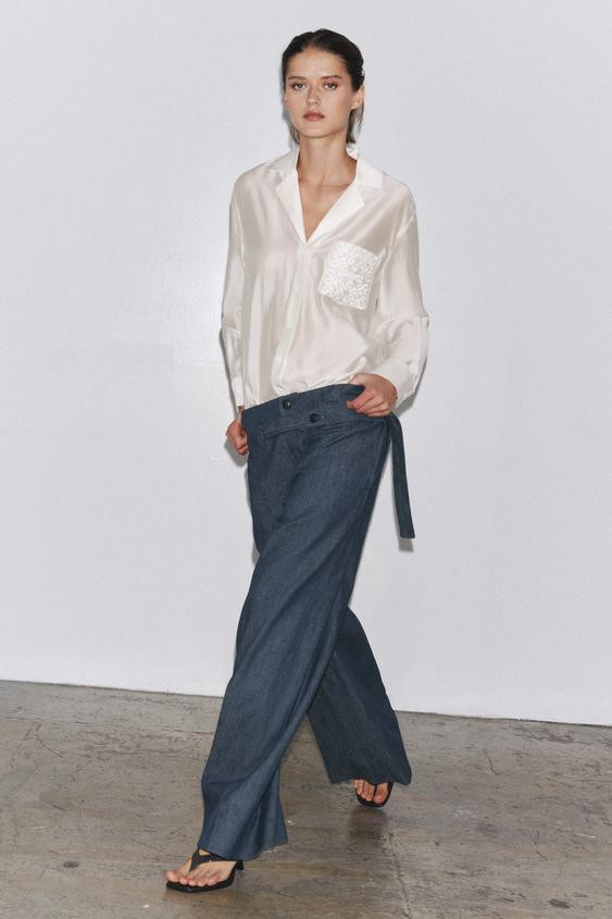 ZW COLLECTION EMBROIDERED POCKET SHIRT | Zara US