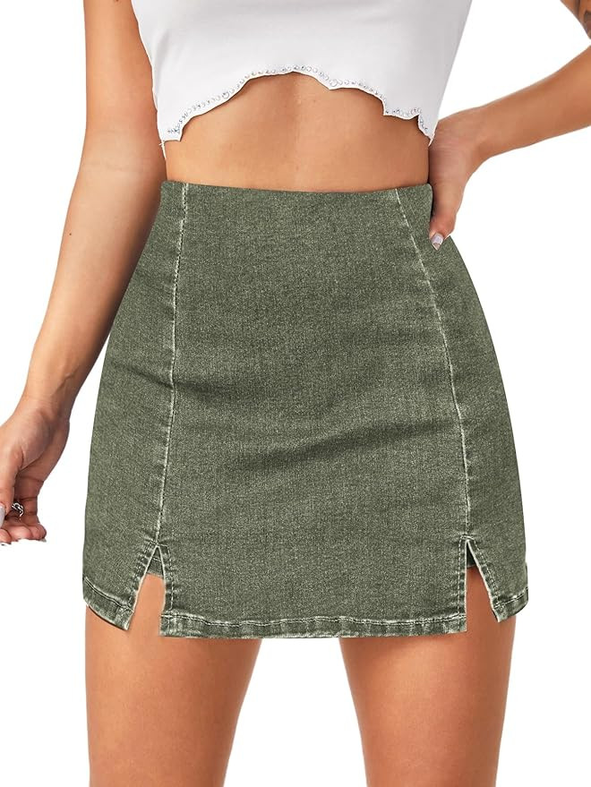 Floerns Women's Casual Split Hem High Waist Denim Skorts Skirt Shorts | Amazon (US)