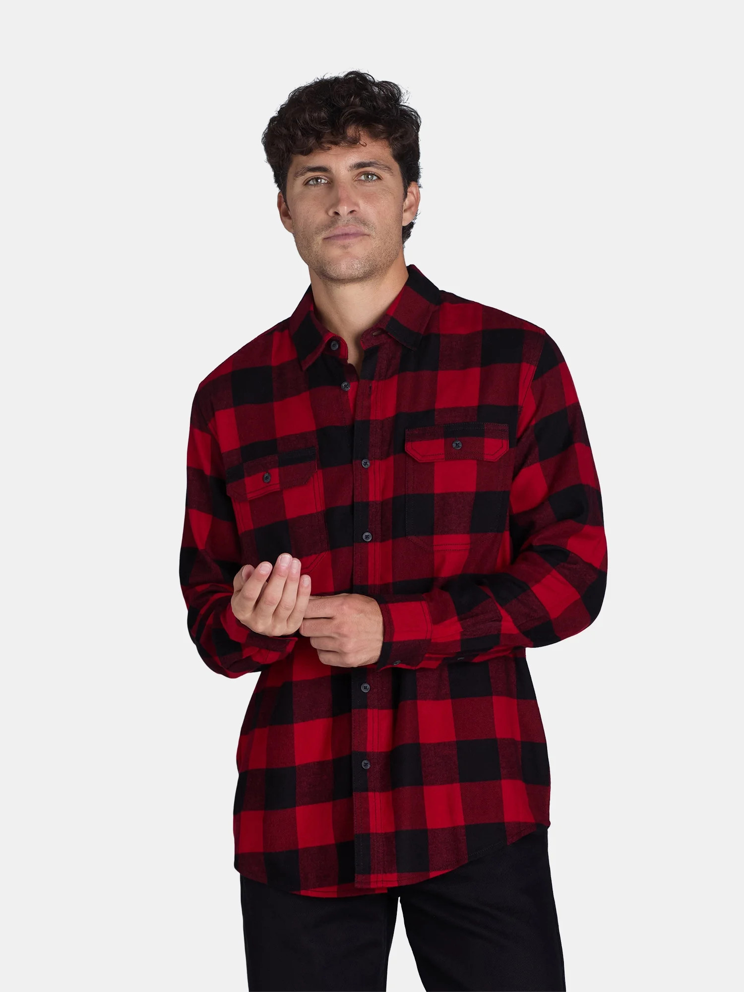 George Men's and Big Men's Flannel Shirt with Long Sleeves, Sizes XS-3XLT | Walmart (US)
