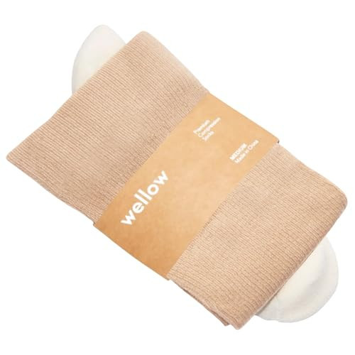 Wellow Knee High Compression Socks for Men & Women | 18-25 mmHg Made with Viscose from Bamboo | Nurses & Pregnancy Support | Relieves Swelling | Regular, S, Sesame | Amazon (US)