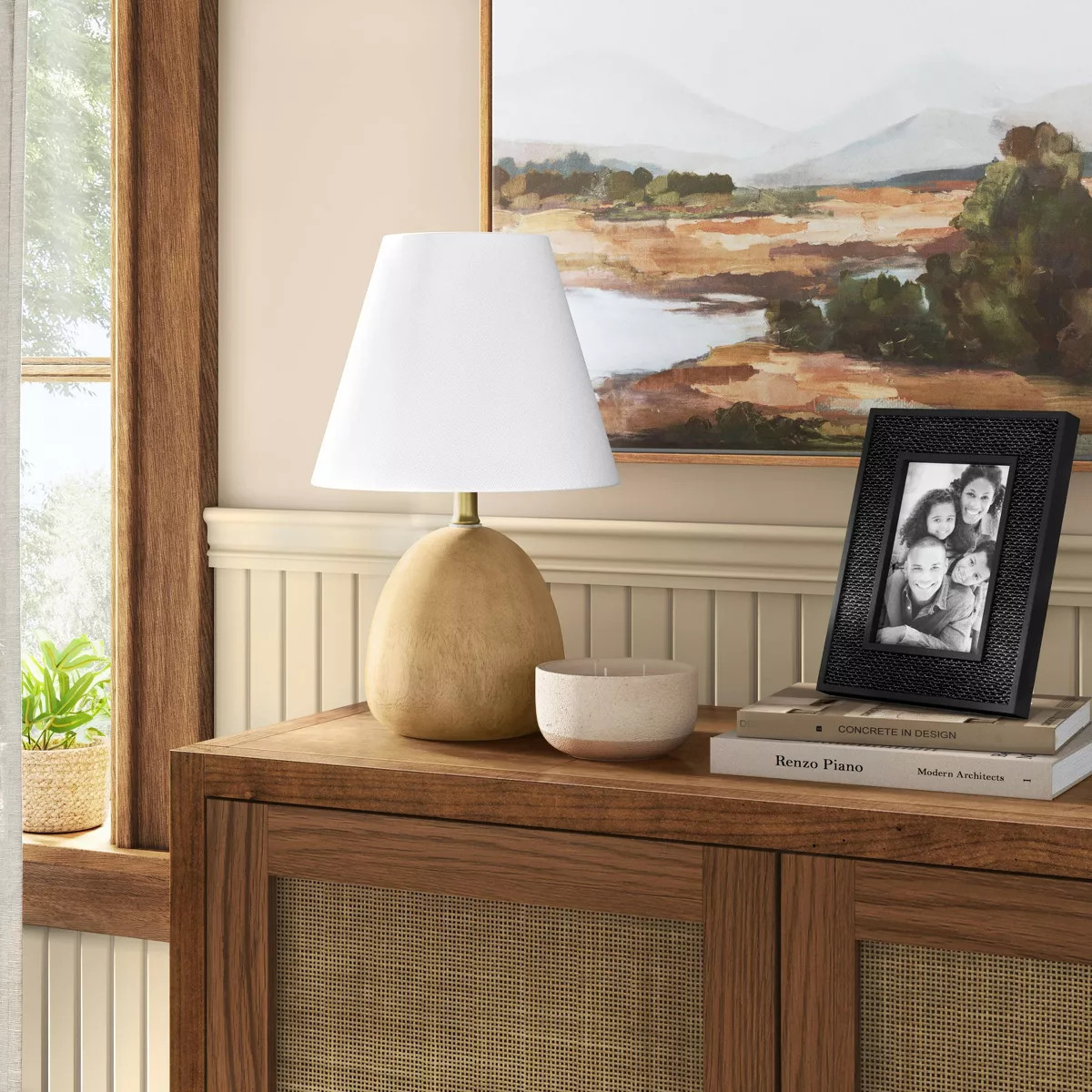 Faux Wood Mini Table Lamp White - Threshold™: Modern Lighting, ETL Listed, No Assembly Required | Target