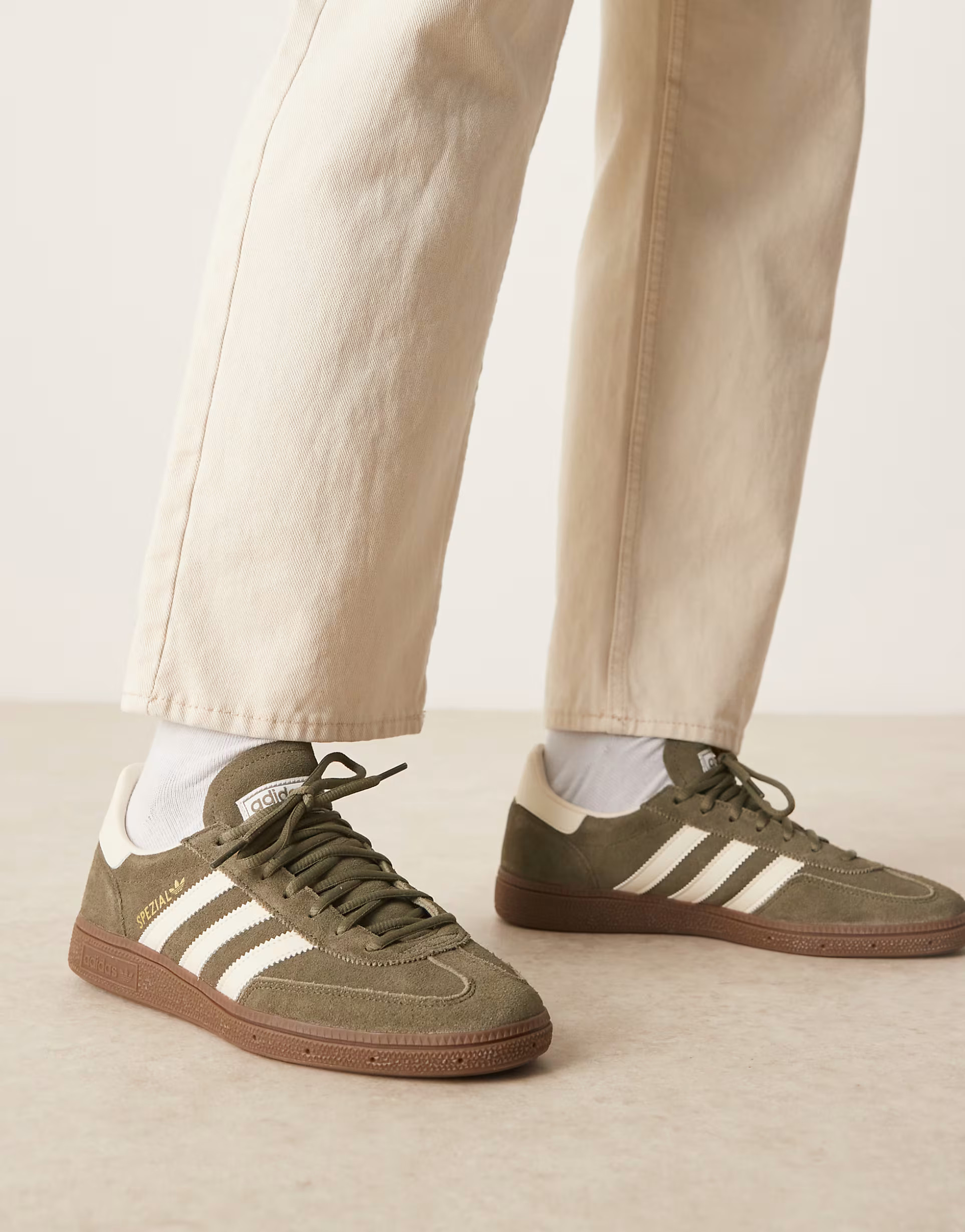 adidas Originals Handball Spezial trainers in olive and cream with gum sole | ASOS (Global)