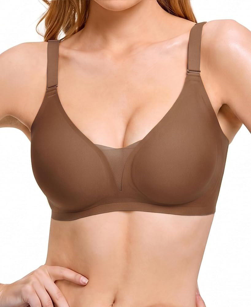 COOL CUTE Jelly Bras for Women No Underwire Sexy V-Neck Mesh Comfy Wireless Bralettes Seamless Ev... | Amazon (US)