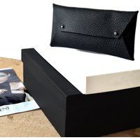 Black Leather Clutch Bag & Metal Stud Closure, Italian Purse, Clutch Bag, Envelope Clutch, Pouch, Ba | Etsy (US)