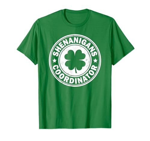 Shenanigans Coordinator St Patricks Day Shamrock Funny T-Shirt | Amazon (US)