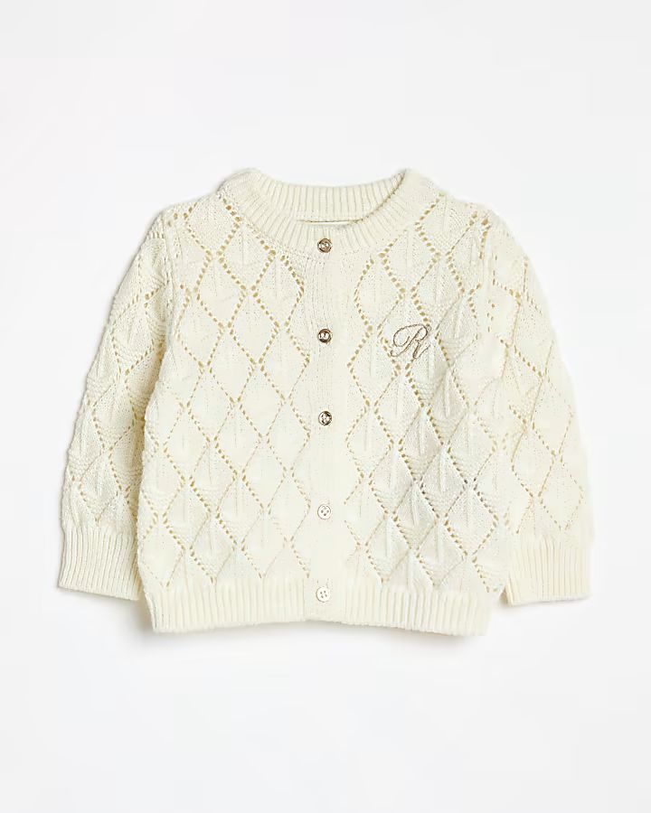 Baby cream pointelle knitted cardigan | River Island (UK & IE)