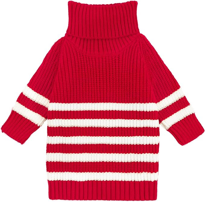 Fitwarm Dog Striped Knitted Sweater, Thermal Turtleneck Pet Coat, Dog Winter Clothes for Small Do... | Amazon (US)