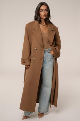 Camel Empire Longline Coat | JLUXLABEL US