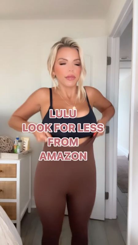 Favorite amazon lulu look for less finds! 

Size large in tank 
Medium in leggings 

So soft and buttery! I live in them! 

Lululemon midsize style casual style casual outfit neutrals neutral workout fit gym outfit Nike sneakers 